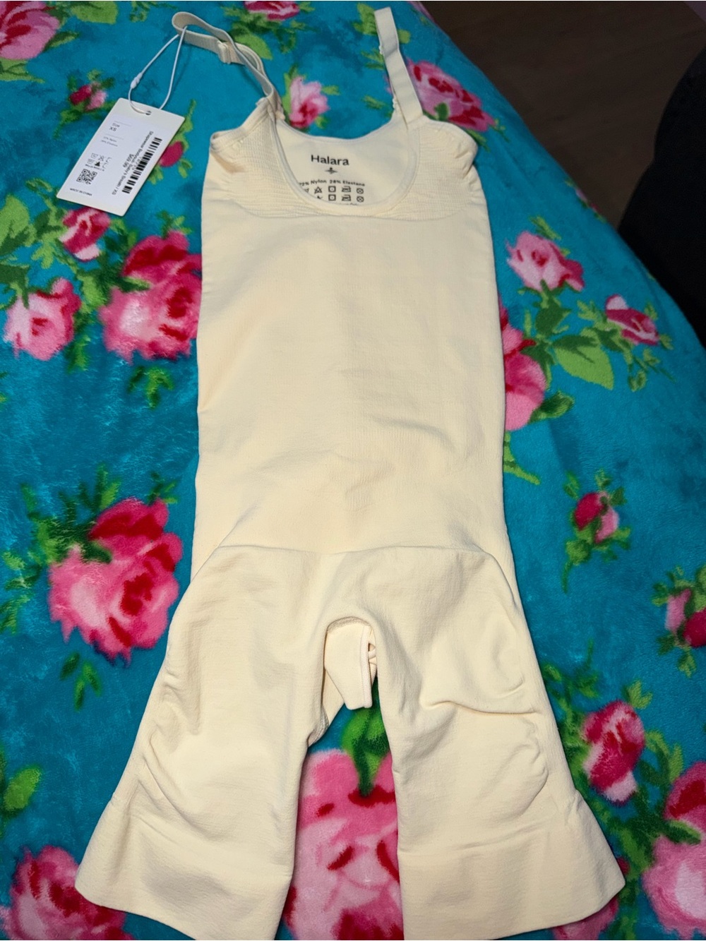 HALARA Cream Shaping Bodysuit with Built-In Shorts